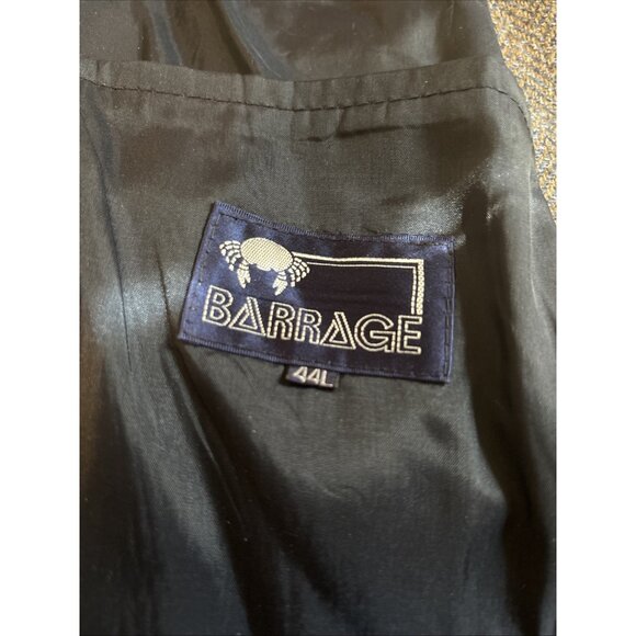 Barrage Mens Brown Blue Woven Blazer Jacket Size 44L Vintage Inside Pocket Lined - Picture 8 of 10